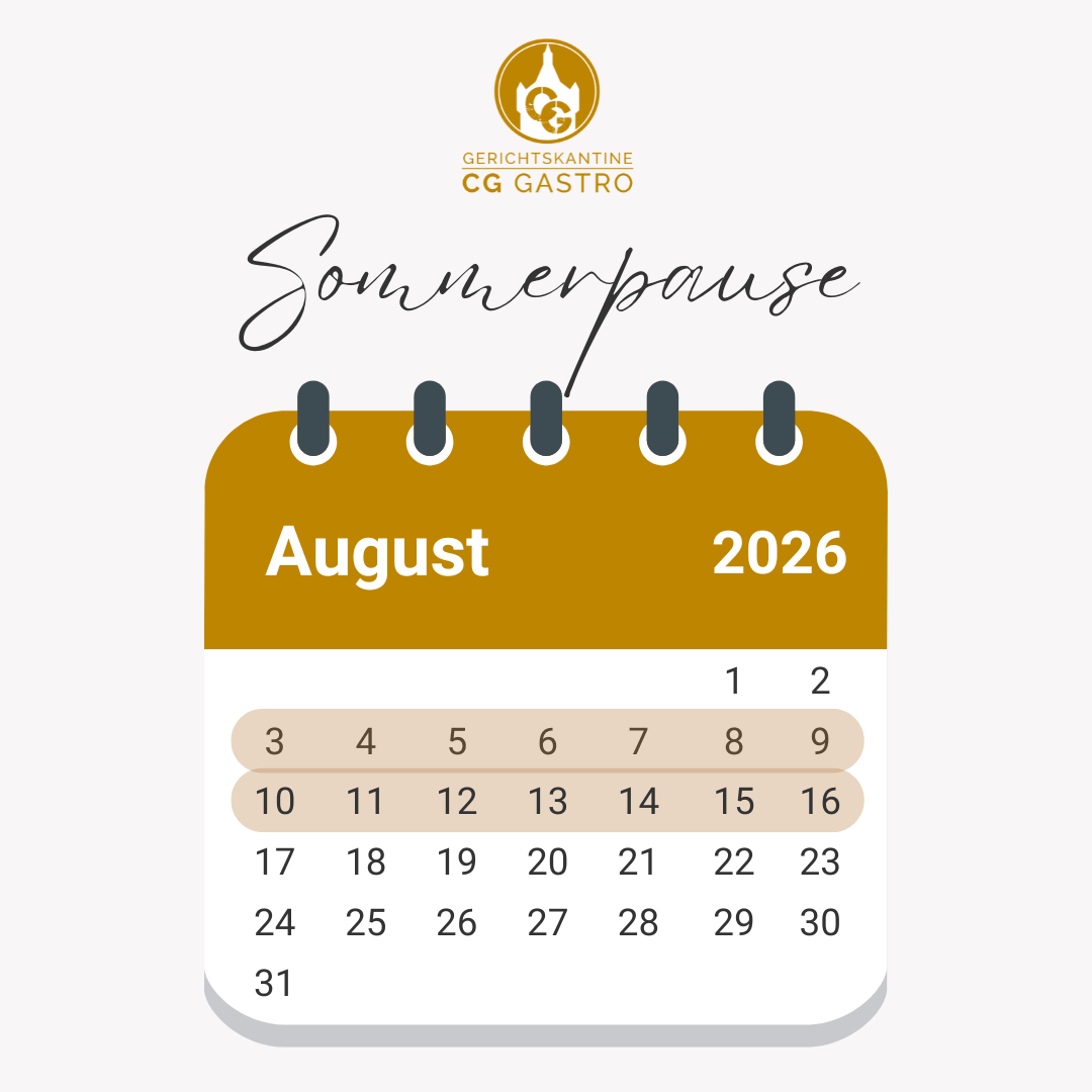 Sommerpause Gerichtskantine Kleve bis 16. August 2026